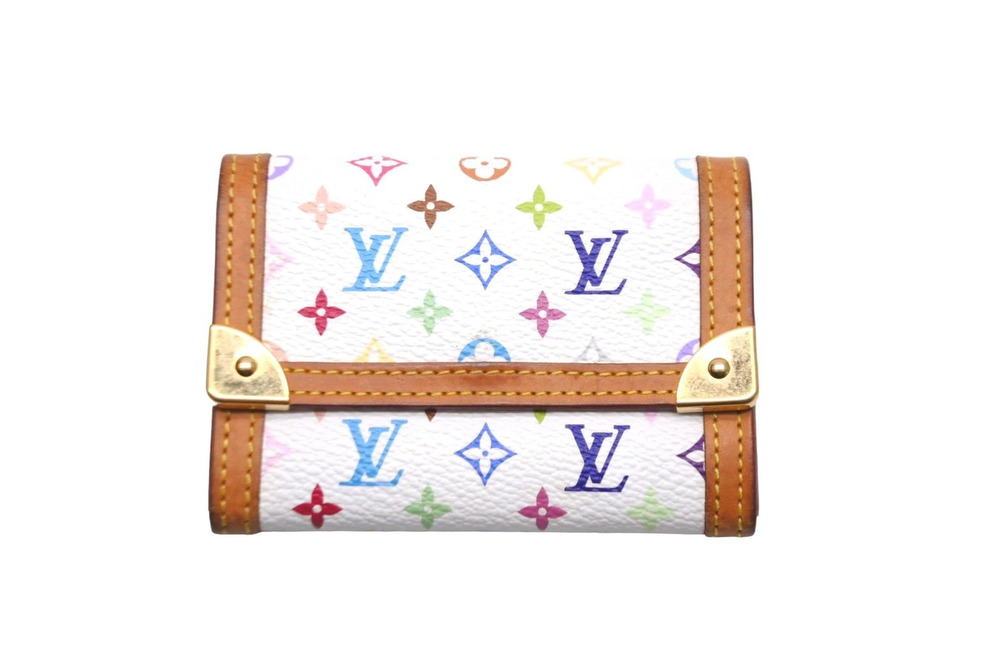 LOUIS VUITTON coin case Wallet Monogram Multicolor Portemonnaie Plat Brown White